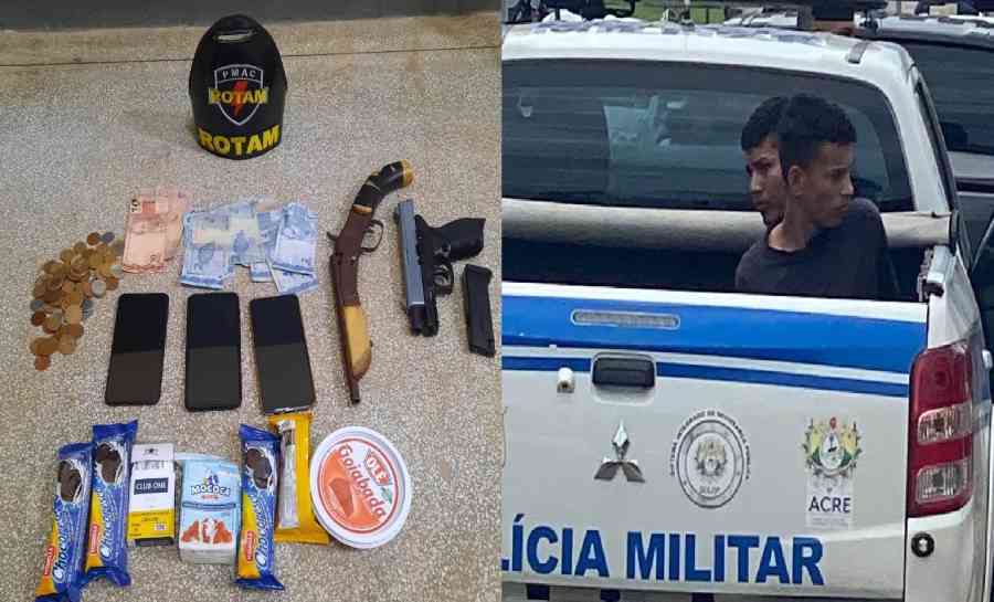 Polícia Militar prende em flagrante dois indivíduos por roubo